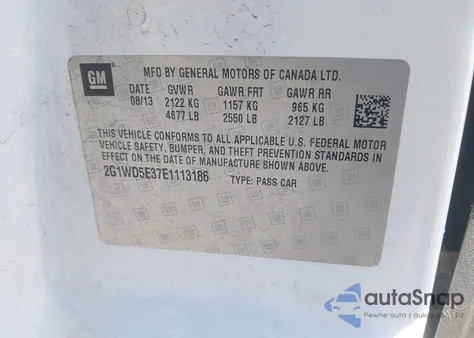 2014 Chevrolet Impala Limited Police z USA, uszkodzony, nr VIN 2G1WD5E37E1113186